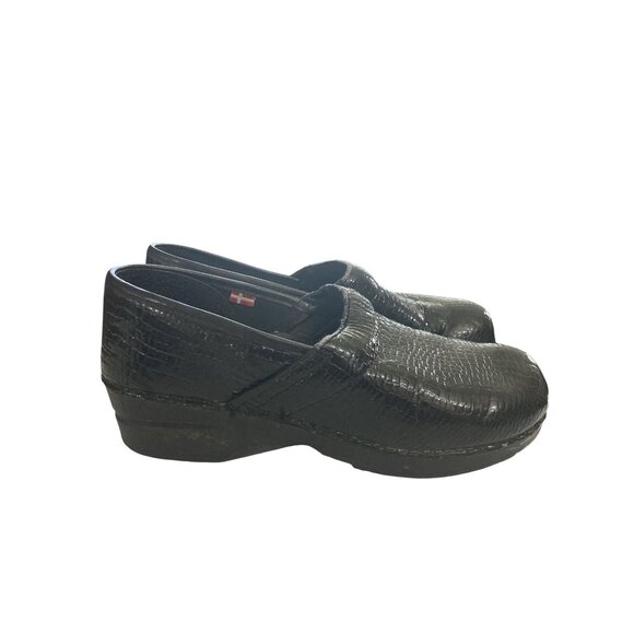 Sanita Womens Size 10 US 41 EU Black Crocodile Pattern Leather Clogs shoes - Picture 6 of 8